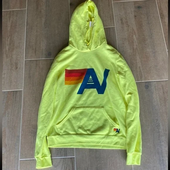 Aviator Nation Bright Neon Yellow Hoodie size Adult Large - Picture 2 of 6